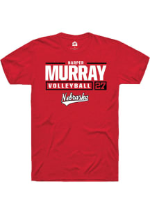 Harper Murray  Nebraska Cornhuskers Red Rally NIL Stacked Box Short Sleeve T Shirt