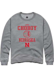 Laney Choboy  Rally Nebraska Cornhuskers Mens Graphite NIL Sport Icon Long Sleeve Crew Sweatshirt