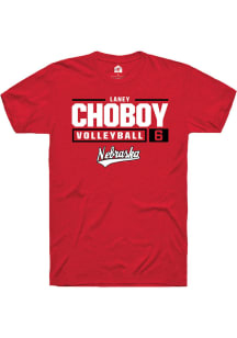 Laney Choboy  Nebraska Cornhuskers Red Rally NIL Stacked Box Short Sleeve T Shirt