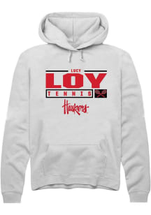 Lucy Loy  Rally Nebraska Cornhuskers Mens White NIL Stacked Box Long Sleeve Hoodie