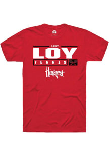 Lucy Loy  Nebraska Cornhuskers Red Rally NIL Stacked Box Short Sleeve T Shirt