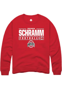 Brennen Schramm  Rally Ohio State Buckeyes Mens Red NIL Stacked Box Long Sleeve Crew Sweatshirt