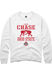 Carter Chase  Rally Ohio State Buckeyes Mens White NIL Sport Icon Long Sleeve Crew Sweatshirt