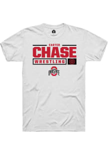 Carter Chase  Ohio State Buckeyes White Rally NIL Stacked Box Short Sleeve T Shirt