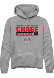 Carter Chase  Rally Ohio State Buckeyes Mens Graphite NIL Stacked Box Long Sleeve Hoodie