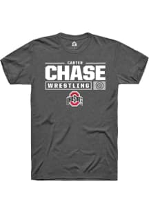 Carter Chase  Ohio State Buckeyes Dark Grey Rally NIL Stacked Box Short Sleeve T Shirt