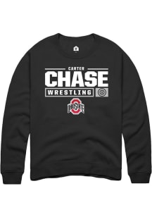 Carter Chase  Rally Ohio State Buckeyes Mens Black NIL Stacked Box Long Sleeve Crew Sweatshirt