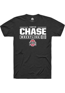 Carter Chase  Ohio State Buckeyes Black Rally NIL Stacked Box Short Sleeve T Shirt