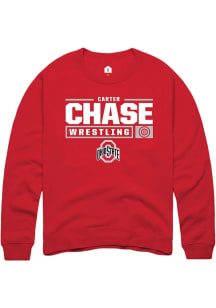 Carter Chase  Rally Ohio State Buckeyes Mens Red NIL Stacked Box Long Sleeve Crew Sweatshirt