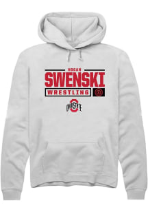 Hogan Swenski  Rally Ohio State Buckeyes Mens White NIL Stacked Box Long Sleeve Hoodie