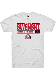 Hogan Swenski  Ohio State Buckeyes White Rally NIL Stacked Box Short Sleeve T Shirt
