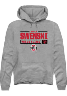 Hogan Swenski  Rally Ohio State Buckeyes Mens Graphite NIL Stacked Box Long Sleeve Hoodie