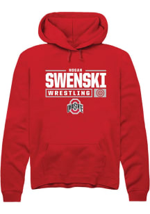 Hogan Swenski  Rally Ohio State Buckeyes Mens Red NIL Stacked Box Long Sleeve Hoodie
