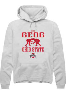 Luke Geog  Rally Ohio State Buckeyes Mens White NIL Sport Icon Long Sleeve Hoodie