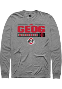 Luke Geog  Ohio State Buckeyes Graphite Rally NIL Stacked Box Long Sleeve T Shirt