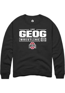Luke Geog  Rally Ohio State Buckeyes Mens Black NIL Stacked Box Long Sleeve Crew Sweatshirt
