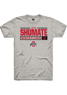 Seth Shumate  Ohio State Buckeyes Ash Rally NIL Stacked Box Short Sleeve T Shirt