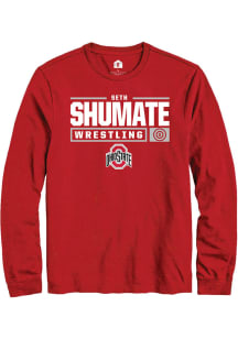 Seth Shumate  Ohio State Buckeyes Red Rally NIL Stacked Box Long Sleeve T Shirt