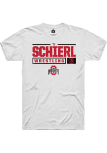 TJ Schierl  Ohio State Buckeyes White Rally NIL Stacked Box Short Sleeve T Shirt