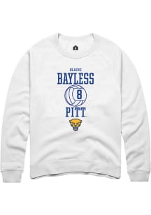 Blaire Bayless  Rally Pitt Panthers Mens White NIL Sport Icon Long Sleeve Crew Sweatshirt
