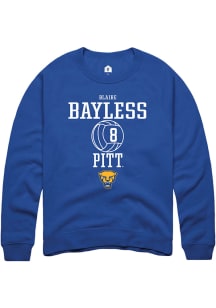 Blaire Bayless  Rally Pitt Panthers Mens Blue NIL Sport Icon Long Sleeve Crew Sweatshirt