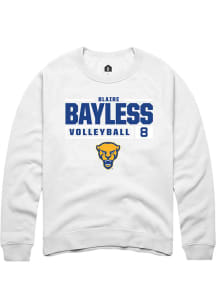 Blaire Bayless  Rally Pitt Panthers Mens White NIL Stacked Box Long Sleeve Crew Sweatshirt