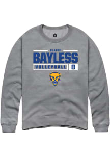Blaire Bayless  Rally Pitt Panthers Mens Graphite NIL Stacked Box Long Sleeve Crew Sweatshirt