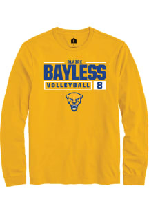 Blaire Bayless  Pitt Panthers Gold Rally NIL Stacked Box Long Sleeve T Shirt