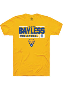 Blaire Bayless  Pitt Panthers Gold Rally NIL Stacked Box Short Sleeve T Shirt