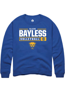 Blaire Bayless  Rally Pitt Panthers Mens Blue NIL Stacked Box Long Sleeve Crew Sweatshirt
