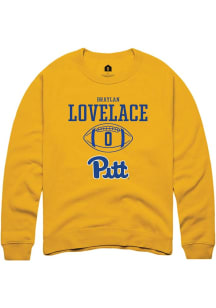 Braylan Lovelace  Rally Pitt Panthers Mens Gold NIL Sport Icon Long Sleeve Crew Sweatshirt