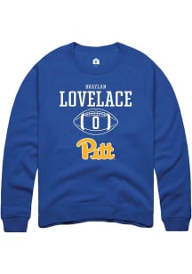 Braylan Lovelace  Rally Pitt Panthers Mens Blue NIL Sport Icon Long Sleeve Crew Sweatshirt
