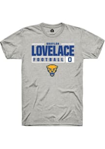 Braylan Lovelace  Pitt Panthers Ash Rally NIL Stacked Box Short Sleeve T Shirt