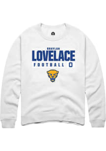 Braylan Lovelace  Rally Pitt Panthers Mens White NIL Stacked Box Long Sleeve Crew Sweatshirt