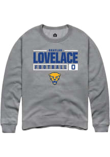 Braylan Lovelace  Rally Pitt Panthers Mens Graphite NIL Stacked Box Long Sleeve Crew Sweatshirt