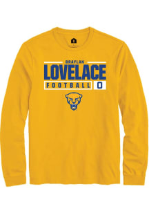 Braylan Lovelace  Pitt Panthers Gold Rally NIL Stacked Box Long Sleeve T Shirt