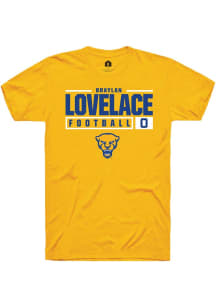 Braylan Lovelace  Pitt Panthers Gold Rally NIL Stacked Box Short Sleeve T Shirt