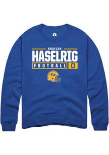 Braylan Lovelace  Rally Pitt Panthers Mens Blue NIL Stacked Box Long Sleeve Crew Sweatshirt