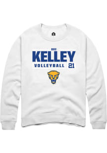 Bre Kelley  Rally Pitt Panthers Mens White NIL Stacked Box Long Sleeve Crew Sweatshirt