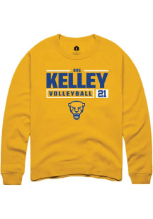 Bre Kelley  Rally Pitt Panthers Mens Gold NIL Stacked Box Long Sleeve Crew Sweatshirt