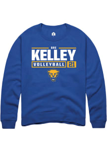 Bre Kelley  Rally Pitt Panthers Mens Blue NIL Stacked Box Long Sleeve Crew Sweatshirt