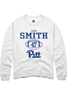 Caden Smith  Rally Pitt Panthers Mens White NIL Sport Icon Long Sleeve Crew Sweatshirt