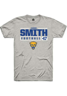 Caden Smith  Pitt Panthers Ash Rally NIL Stacked Box Short Sleeve T Shirt