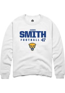 Caden Smith  Rally Pitt Panthers Mens White NIL Stacked Box Long Sleeve Crew Sweatshirt