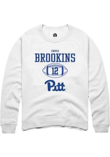 Cruce Brookins  Rally Pitt Panthers Mens White NIL Sport Icon Long Sleeve Crew Sweatshirt