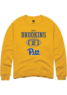 Cruce Brookins  Rally Pitt Panthers Mens Gold NIL Sport Icon Long Sleeve Crew Sweatshirt