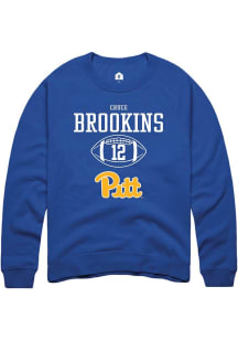 Cruce Brookins  Rally Pitt Panthers Mens Blue NIL Sport Icon Long Sleeve Crew Sweatshirt