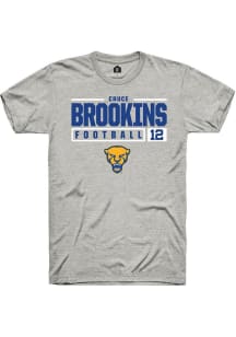 Cruce Brookins  Pitt Panthers Ash Rally NIL Stacked Box Short Sleeve T Shirt