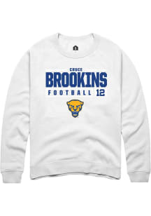 Cruce Brookins  Rally Pitt Panthers Mens White NIL Stacked Box Long Sleeve Crew Sweatshirt