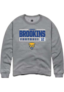 Cruce Brookins  Rally Pitt Panthers Mens Graphite NIL Stacked Box Long Sleeve Crew Sweatshirt